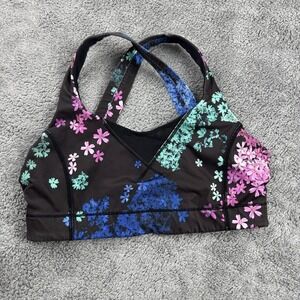 Lululemon Petal Pop In A Flash Floral Sports Bra‎ Womens 2 Black